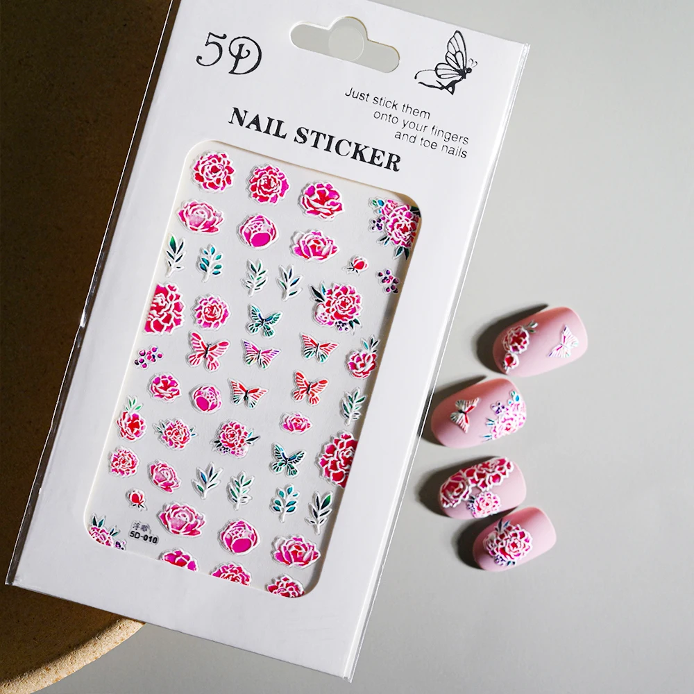 Pink Flowers 5D Nail Stickers Embossed Reliefs Adhesive Nail Decals Cartoon Nail Art Decoration Stickers Manicure Accessories
Pink Flowers 5D Nail Stickers Embossed Reliefs Adhesive Nail Decals Cartoon Nail Art Decoration Stickers Manicure Accessories