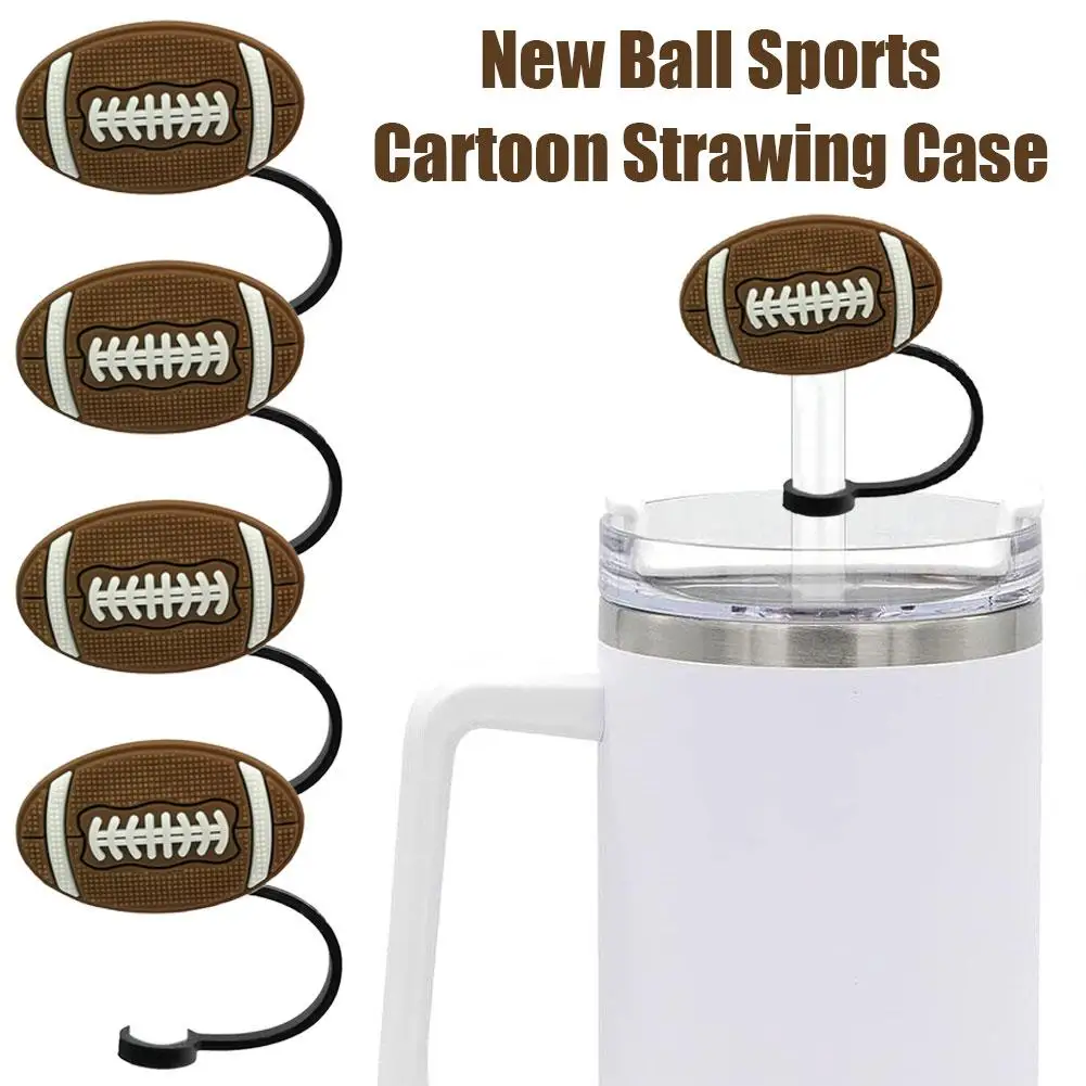 

Cute Rugby Football Silicone Straw Tips Drinking Dust Splash Straw Plugs Cup Cap Proof Cover Reusable Tools Accessories Sea N5M7