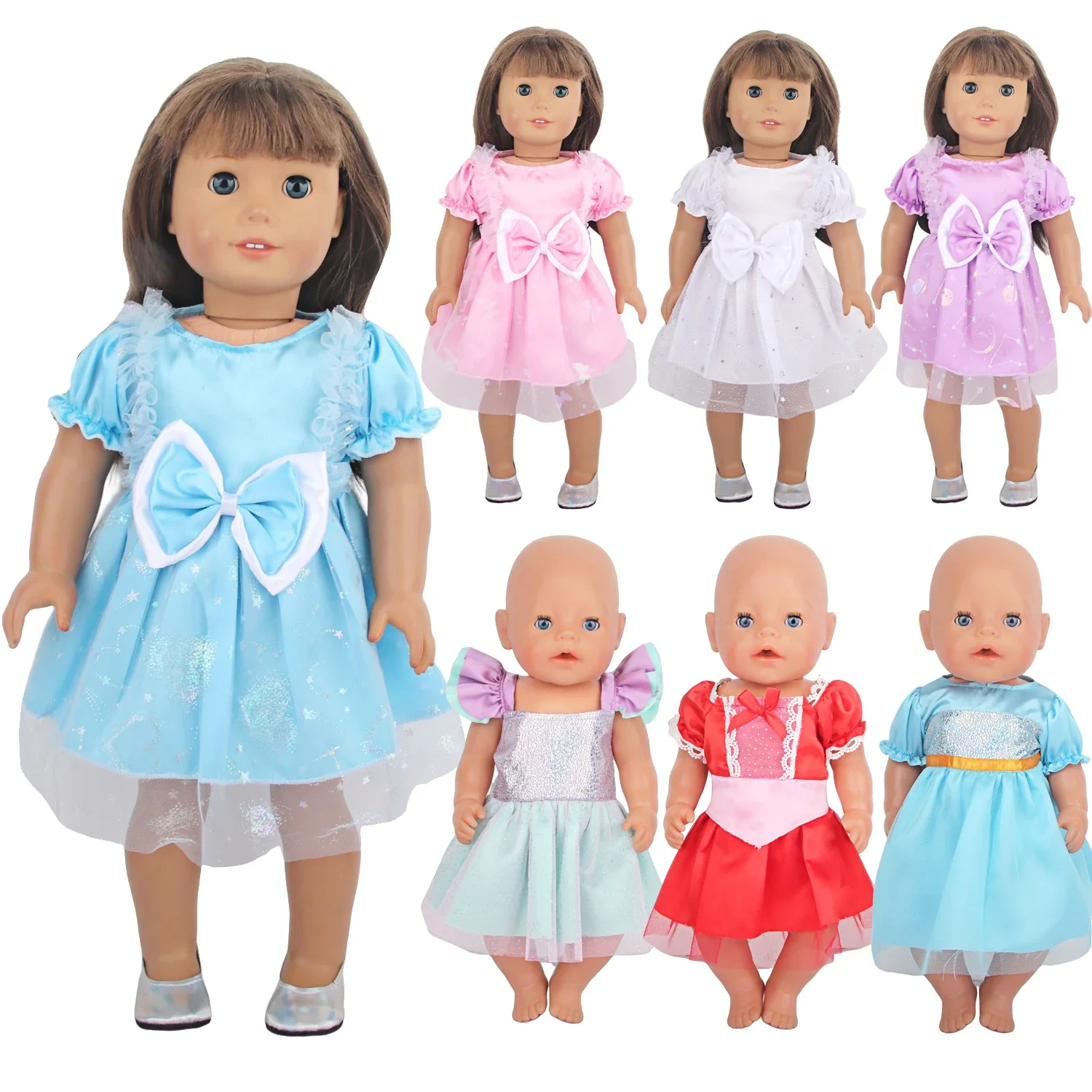 

Lovely Princess Doll Dress Clothes For 43cm Baby New Born Doll Cute Bow Skirt For American 18 Inch&OG,Life Girl Dolls KId's Gift