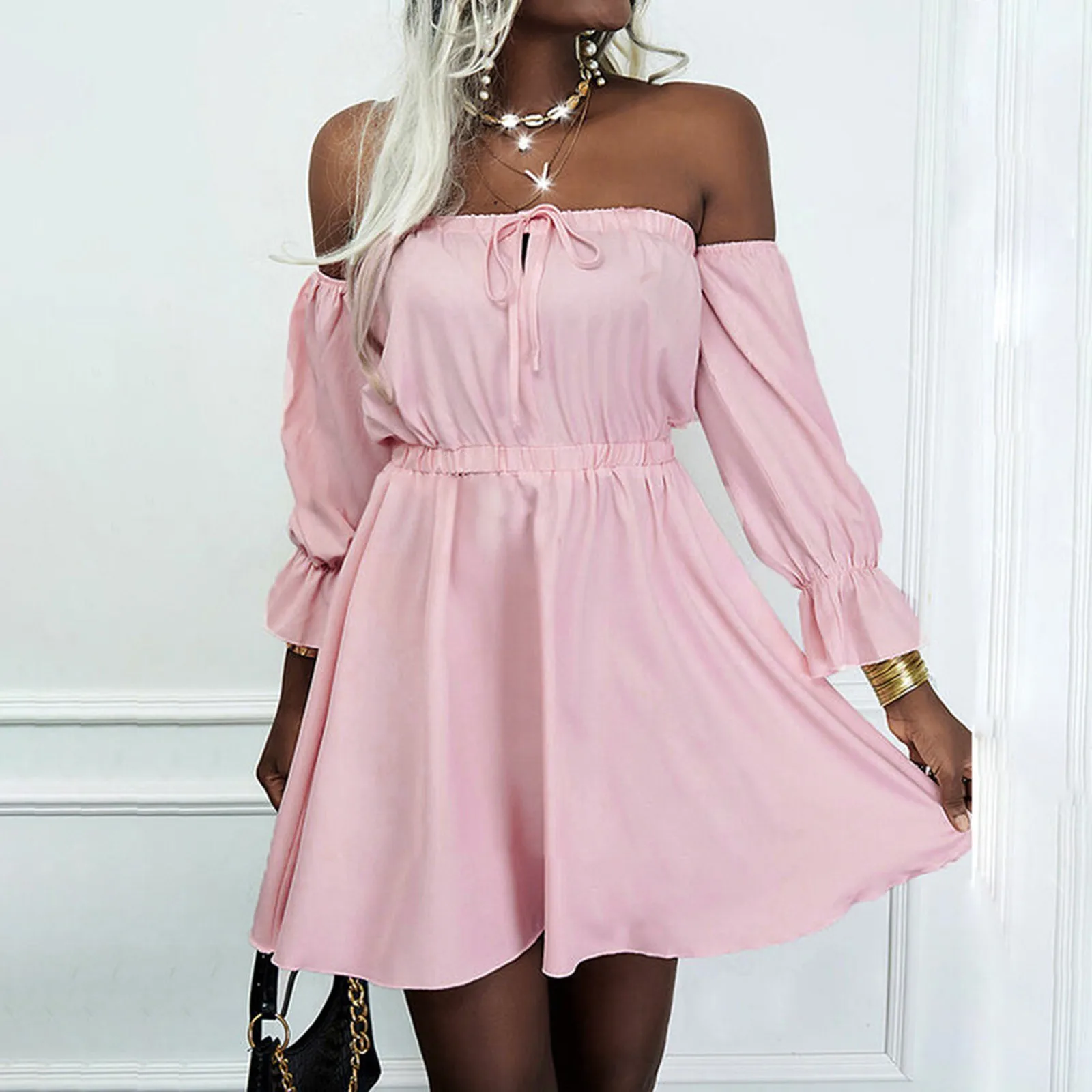 Women Solid Color Drawstring Straight Neck Elastic High Waisted Casual Dress for Women Short Sleeve Summer Dresses Floral
Women Solid Color Drawstring Straight Neck Elastic High Waisted Casual Dress for Women Short Sleeve Summer Dresses Floral