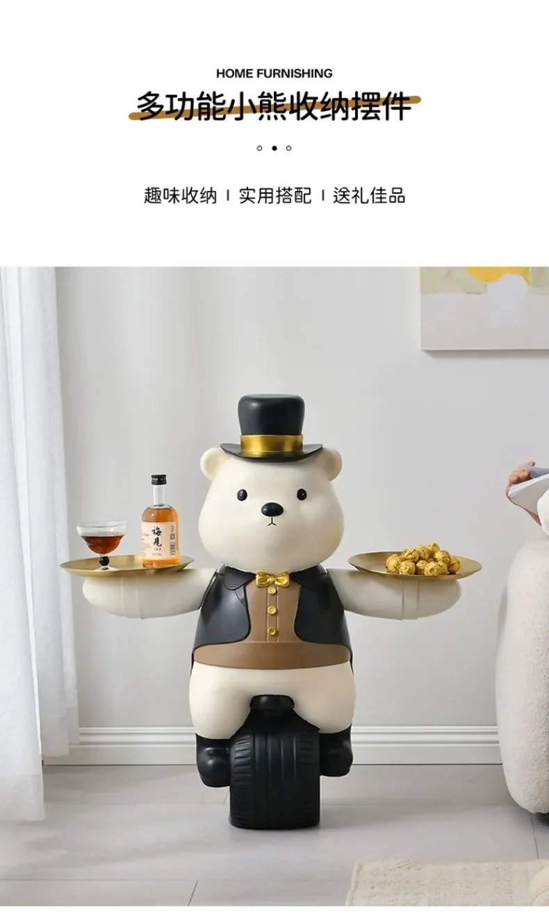 Modern Light Luxury Living Room Creative Floor-standing Bear Ornaments Lamp Panel Sofa Storage Tray High-end Home Decoration Modern Light Luxury Living Room Creative Floor-standing Bear Ornaments Lamp Panel Sofa Storage Tray High-end Home Decoration