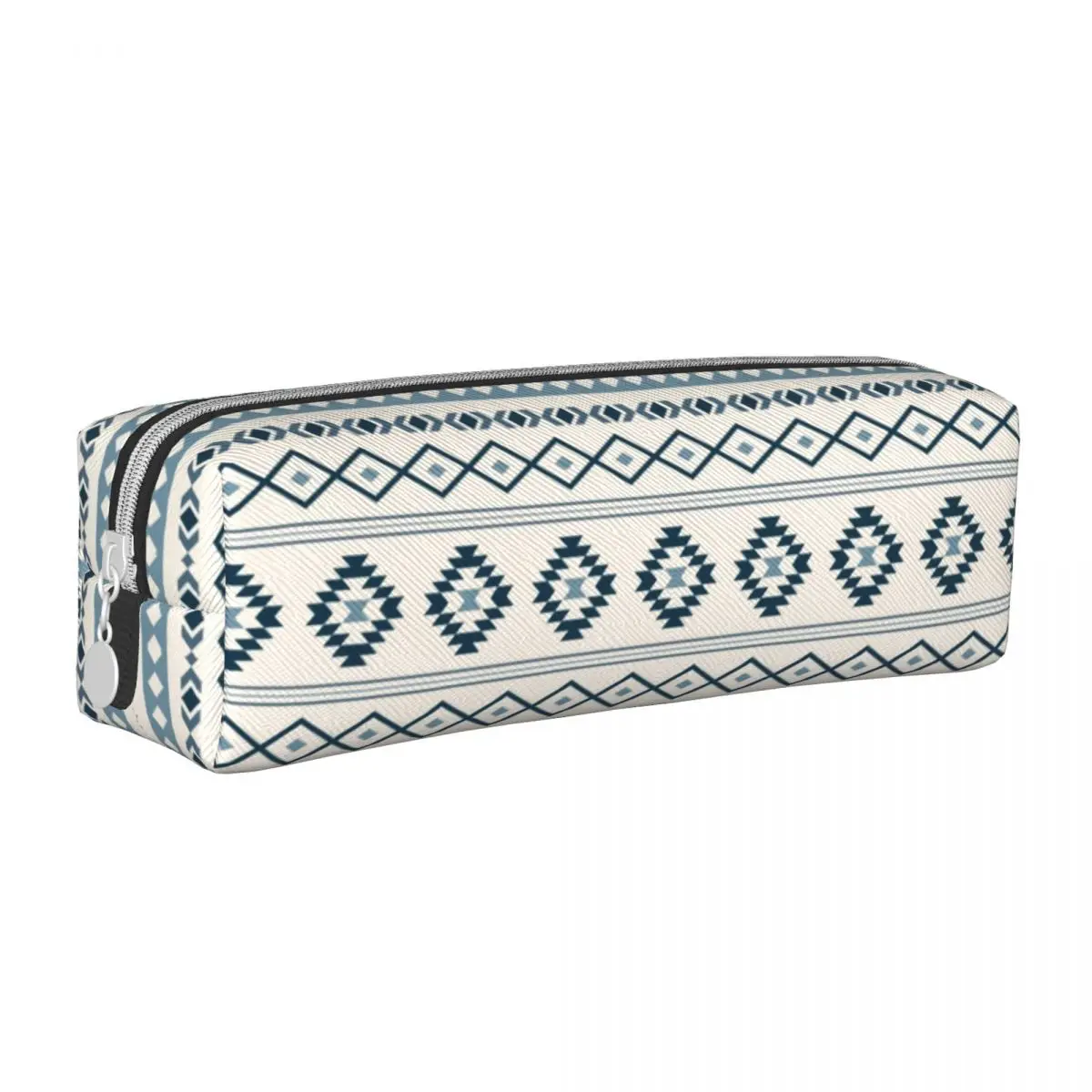 

Bohemian Pattern Pencil Cases Classic Aztec Blues on Cream Mixed Motifs Pen Box Bag Student Big Students School Gifts Pencil Box