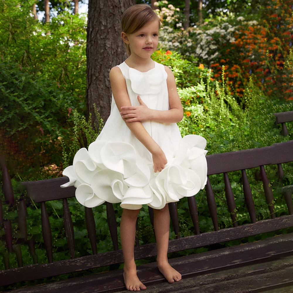 

2024 New Princess EidalFitr White Dress Elegant Sleeveless Holiday Children's Clothing Party Costume Baby Girls Clothes Sukienka