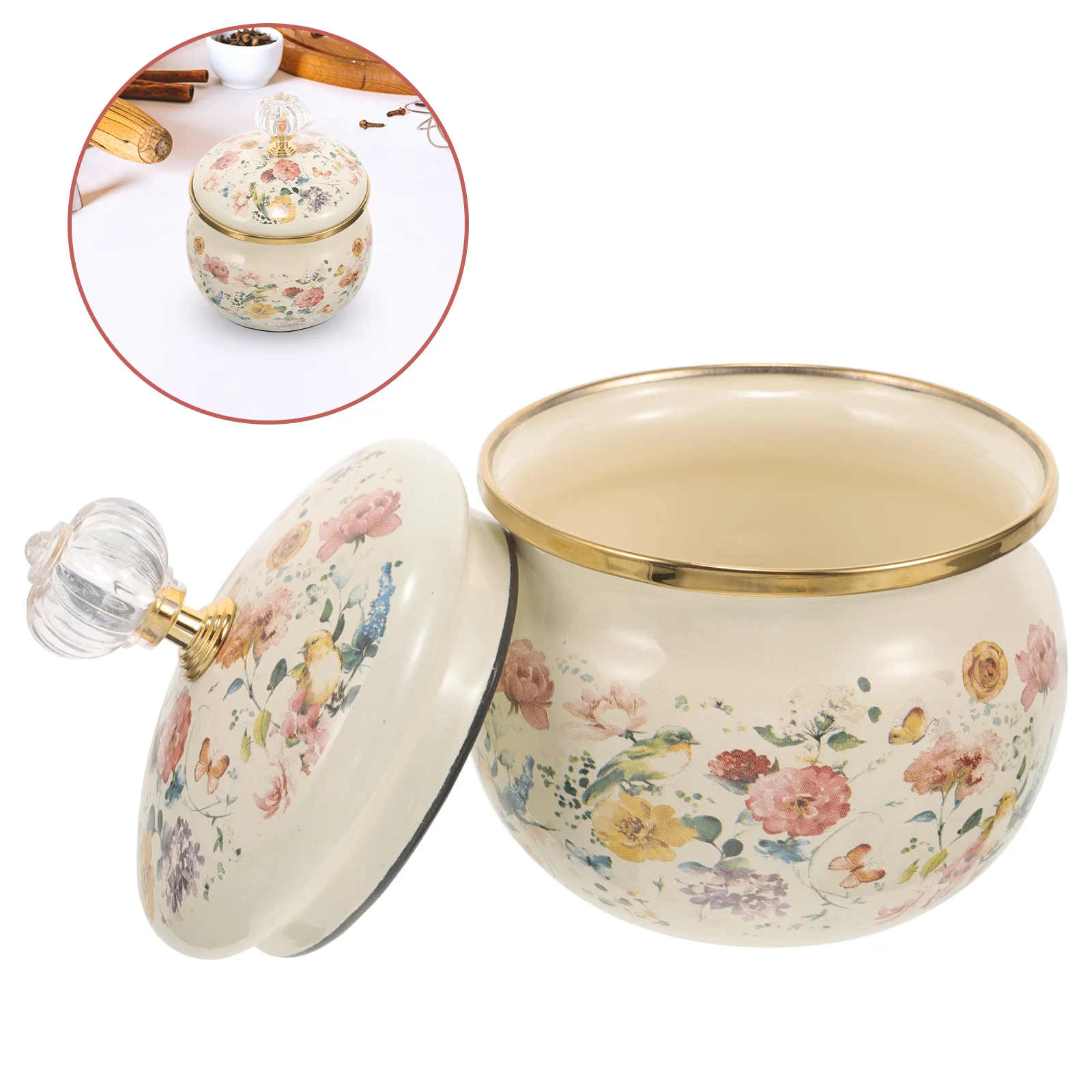 Enamel Storage Jar Seasoning Jar Decorative Flower Canister Sealed Sugar Jar for Home Restaurant
Enamel Storage Jar Seasoning Jar Decorative Flower Canister Sealed Sugar Jar for Home Restaurant