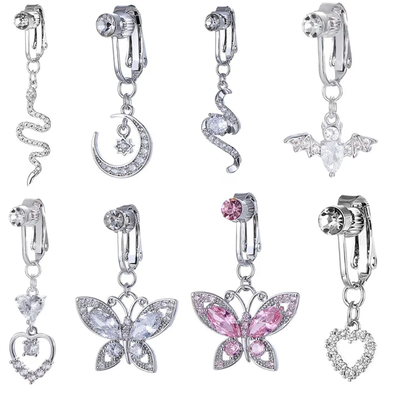 

1Pc Sexy Fake Belly Ring Butterfly Fake Belly Piercing Snake Clip on Umbilical Navel Bat Fake Pircing Cartilage Earring Clip