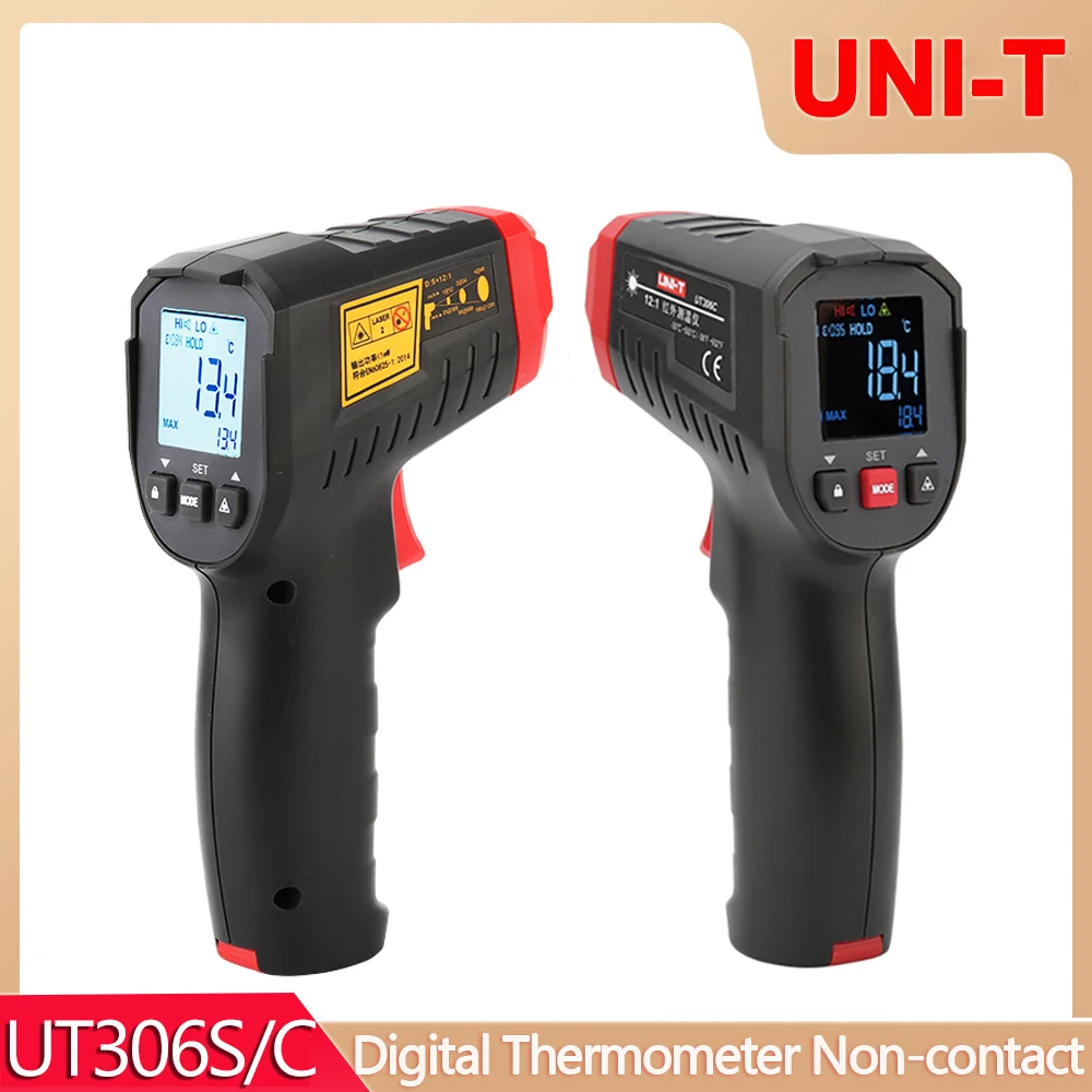

UNI-T UT306S UT306C Digital Thermometer Non-contact industrial Infrared Laser Temperature Meter Temperature Gun Tester-50-500