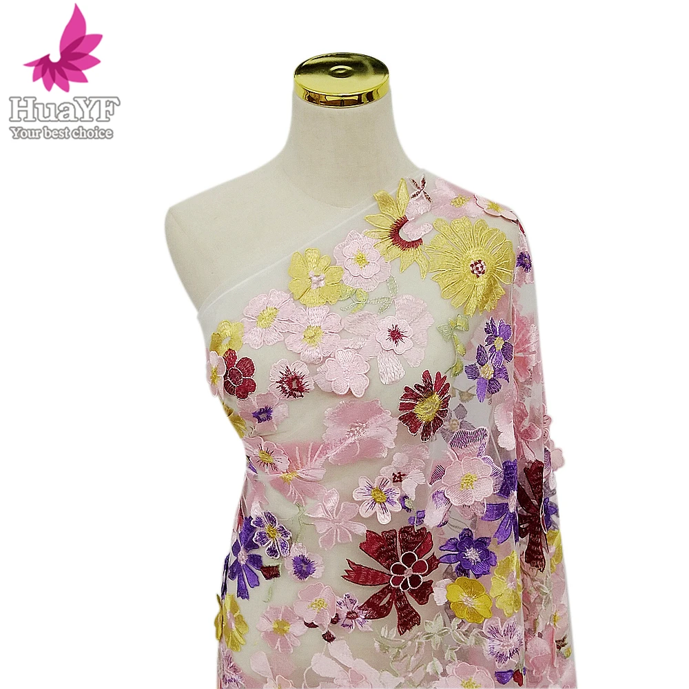 1 ярд, 3D Цветочная вышитая кружевная ткань, сетка, свадебное платье, ткань 
1 ярд, 3D Цветочная вышитая кружевная ткань, сетка, свадебное платье, ткань