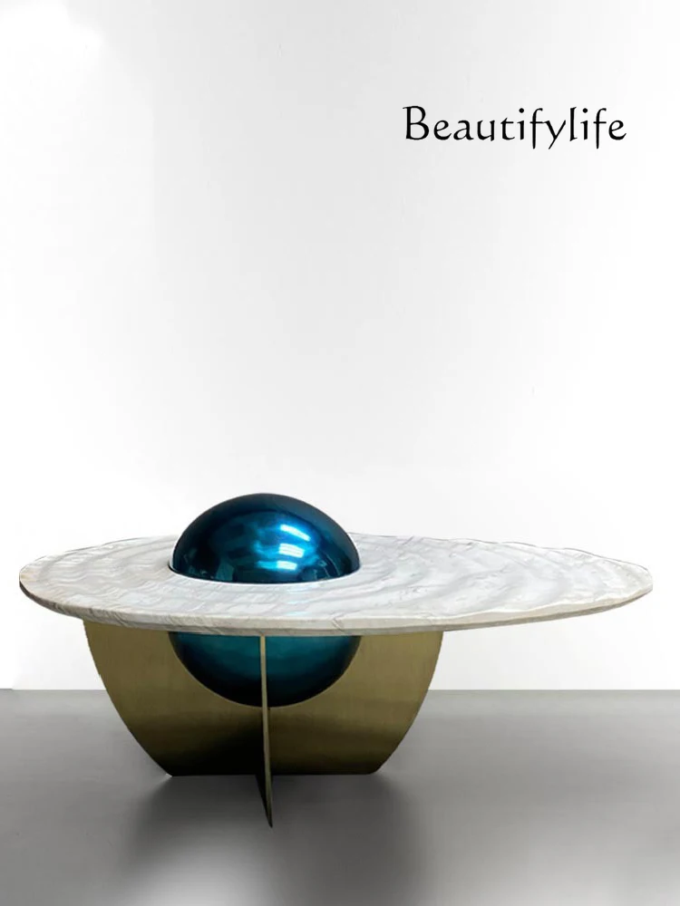 Italian-Style Light Luxury Marble Creative Tea Table Designer Oval Stainless Steel Shaped Tea Table 
Italian-Style Light Luxury Marble Creative Tea Table Designer Oval Stainless Steel Shaped Tea Table