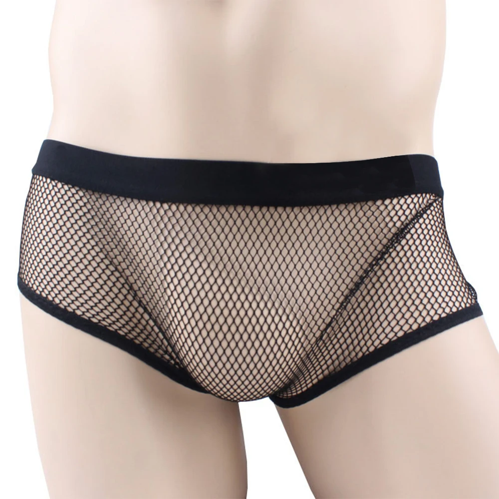 

Men Transparent Mesh Underwear Male Hollow Out Fishnet Panties Breathable Boxer Briefs See Through Underpants Male Erotic Shorts