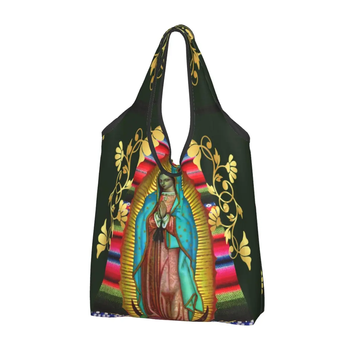 

Our Lady Of Guadalupe Virgin Mary Groceries Shopping Bag Shopper Tote Shoulder Bag Large Portable Jesus Mexico Christian Handbag