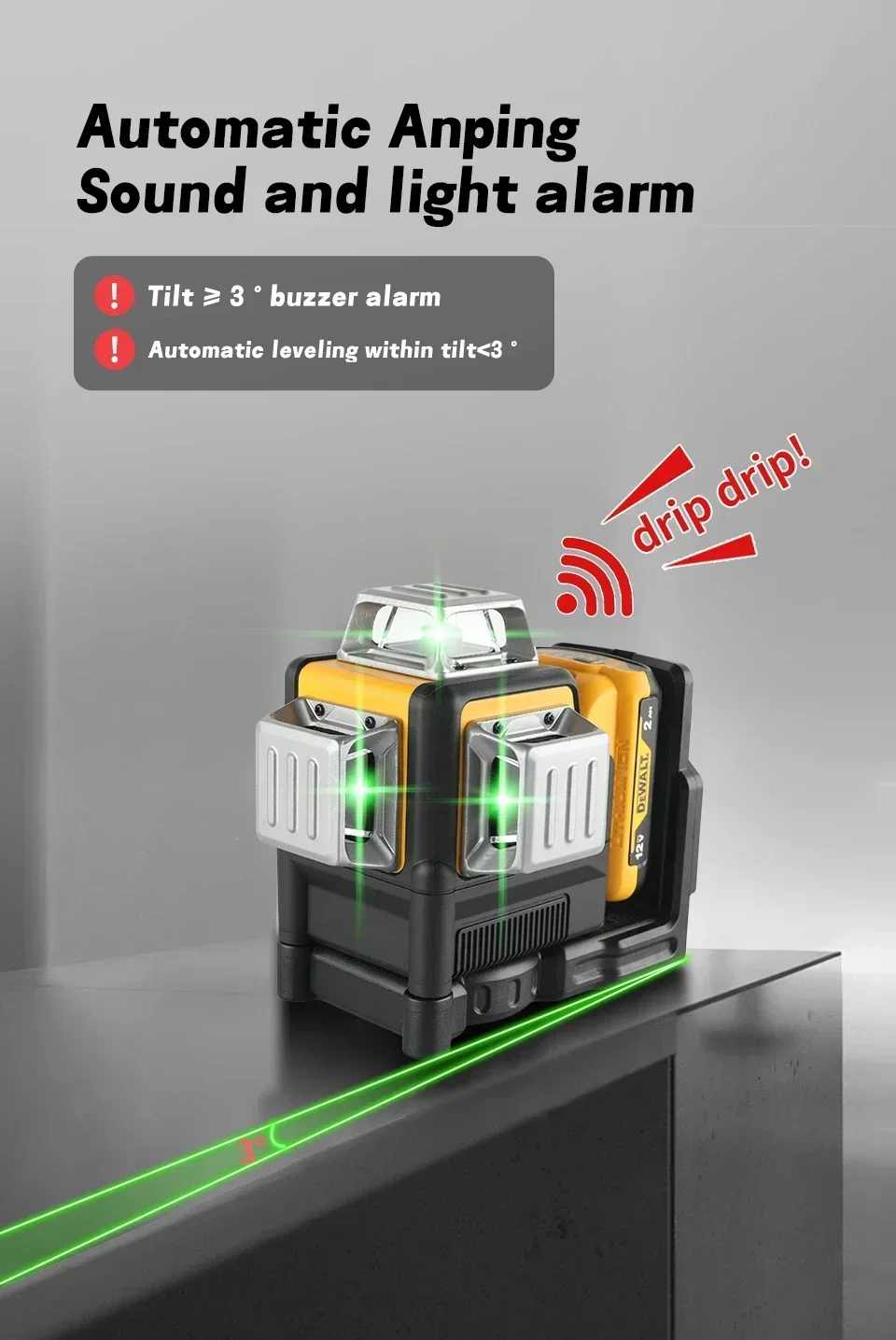 DW089LG 3 Sides 360 Degree Vertical Lines Laser Level Meter Outdoor 12V Lithium Battery Horizontal Green Light Level 3 Mallzona Sd568c3b358244ef7836faa48573c85ddP DW089LG 3 Sides 360 Degree Vertical Lines Laser Level Meter Outdoor 12V Lithium Battery Horizontal Green Light Level Mallzona