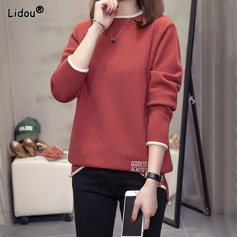 Vintage Alphabet Embroidery Thick Women's Clothing O-Neck Autumn Winter Mid-length Straight Knitting Medium Strecth Pullovers
Vintage Alphabet Embroidery Thick Women's Clothing O-Neck Autumn Winter Mid-length Straight Knitting Medium Strecth Pullovers