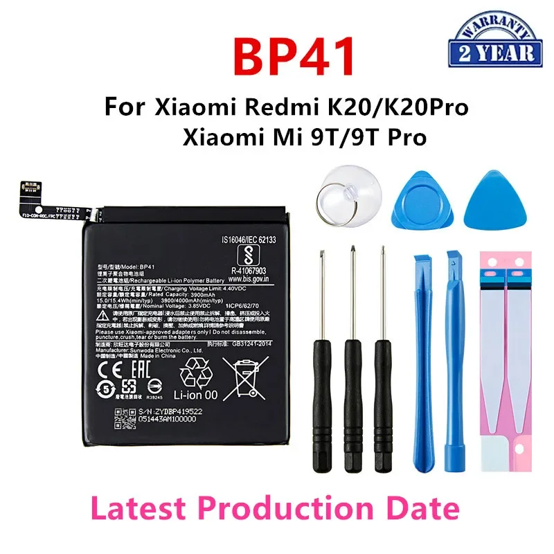 

100% Orginal BP41 4000mAh Battery For Xiaomi Redmi K20 K20 Pro / Xiaomi Mi 9T T9 Pro BP41 Replacement Batteries +Tools