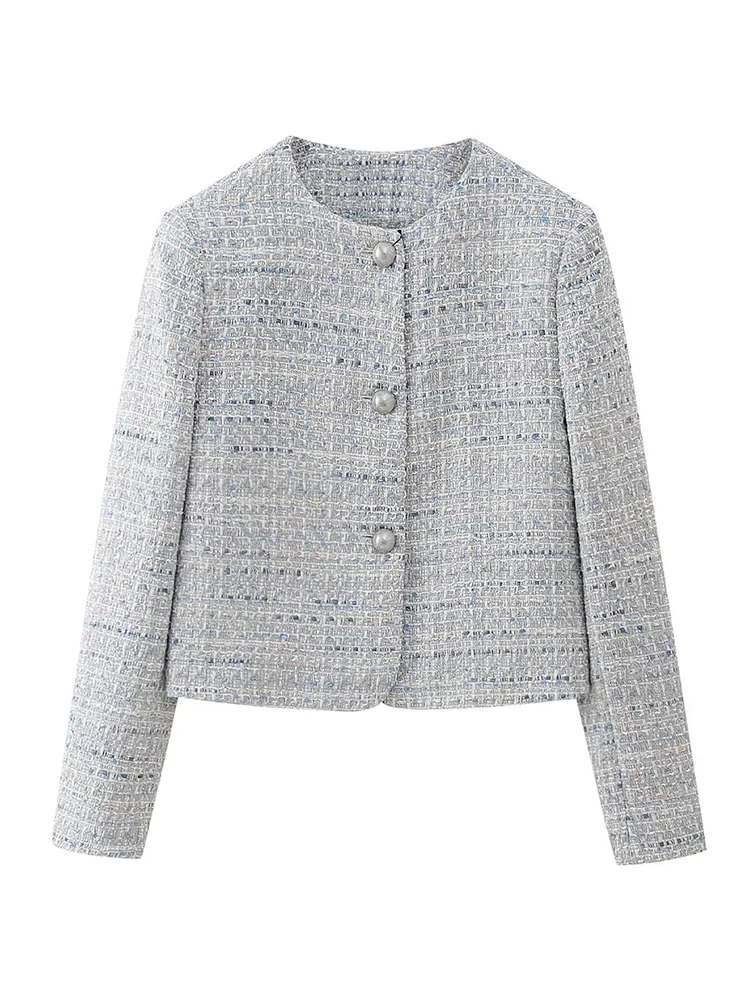2024 Ladies Casual Long Sleeve O-Neck Blue Texture Outwear Womens Spring Autumn Casual Single Breasted Plaid Print Jackets
2024 Ladies Casual Long Sleeve O-Neck Blue Texture Outwear Womens Spring Autumn Casual Single Breasted Plaid Print Jackets