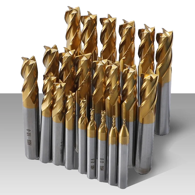1.5-10mm Milling Cutter 4-Flutes Titanium Coated HSS End Mill Set 7Pcs/11Pcs CNC Router Bit For Wood Metal Steel
1.5-10mm Milling Cutter 4-Flutes Titanium Coated HSS End Mill Set 7Pcs/11Pcs CNC Router Bit For Wood Metal Steel
