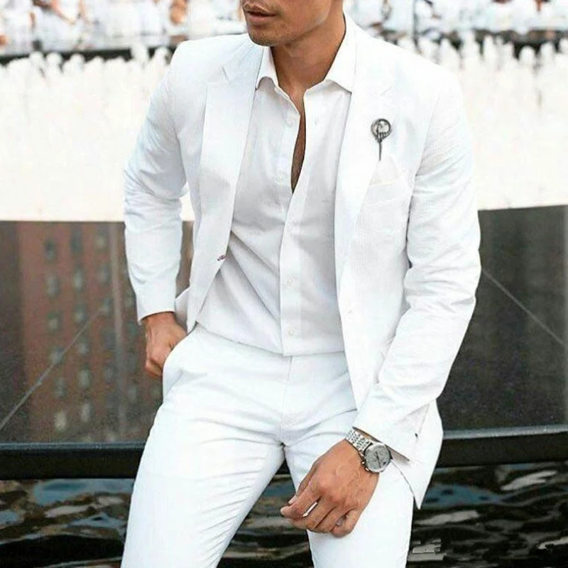 White Linen Groom Tuxedos for Wedding Beach Men Suits Slim Fit 2 Piece Male Fashion Blazers Notched Lapel Costume (Jacket+Pants)
White Linen Groom Tuxedos for Wedding Beach Men Suits Slim Fit 2 Piece Male Fashion Blazers Notched Lapel Costume (Jacket+Pants)