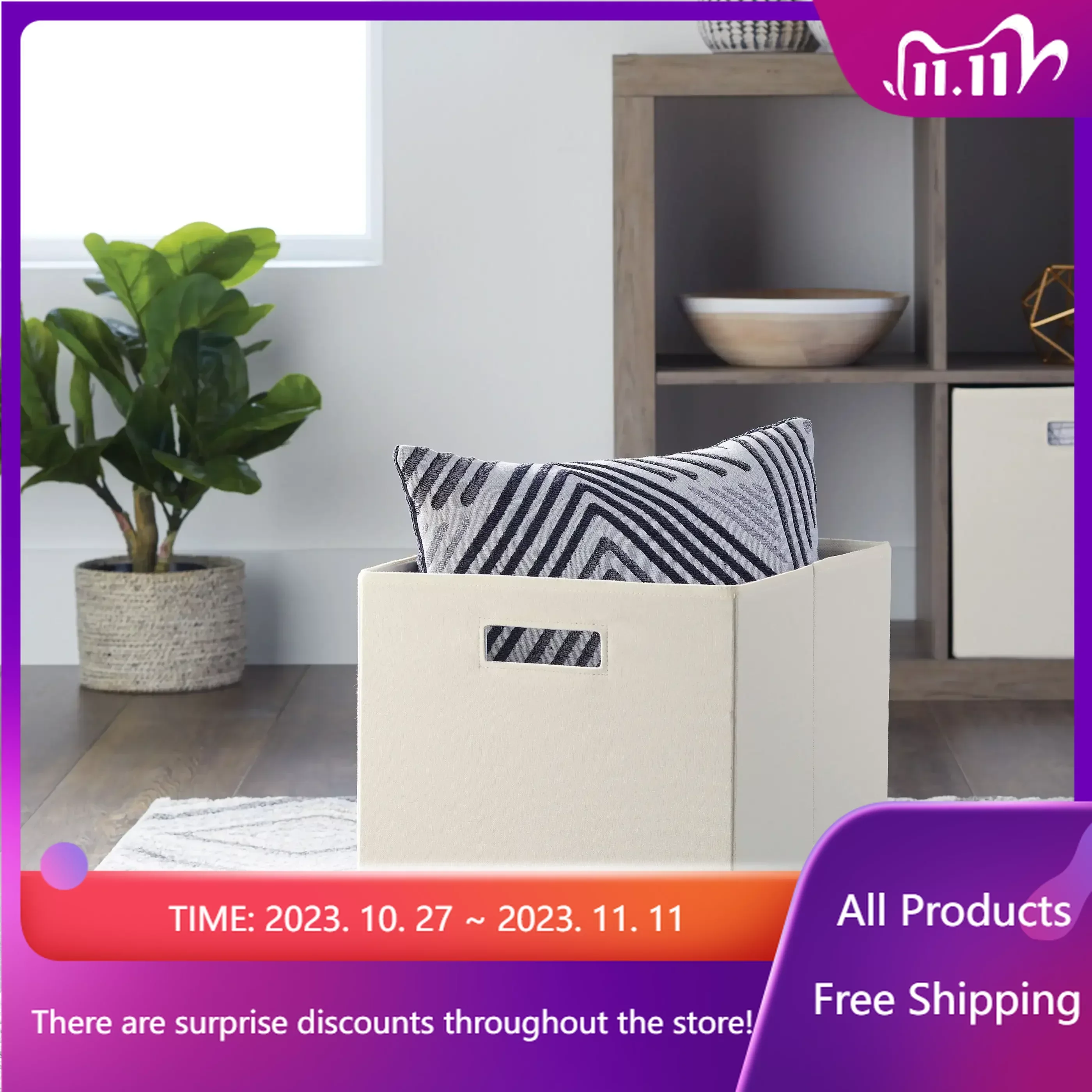 

Fabric Cube Storage Bins (12.75" X 12.75"), Ivory, 2 Pack Storage Box Organizer Box Fast Transportation Sales promotion