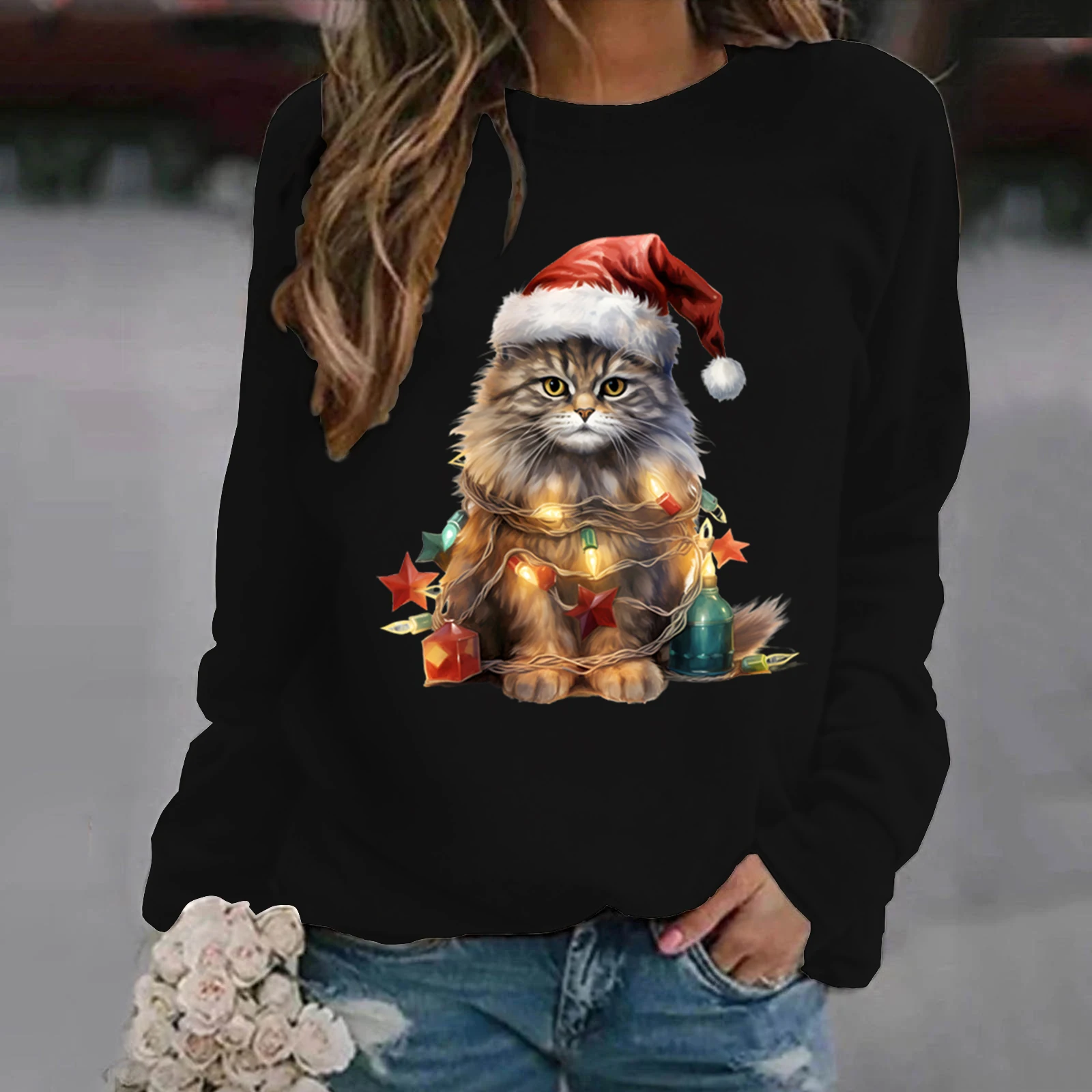 Hoodies Women Graphic Realistic Christmas Kitten with Christmas Light Long Sleeves Loose Casual Autumn Winter Season Girl Hoody
Hoodies Women Graphic Realistic Christmas Kitten with Christmas Light Long Sleeves Loose Casual Autumn Winter Season Girl Hoody