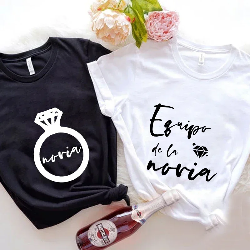 Team Bride T-Shirt Bachelorette Hen Bridal Shower Wedding Party Tops Short Sleeved Tshirt Spanish Women Single Farewell Tees
Team Bride T-Shirt Bachelorette Hen Bridal Shower Wedding Party Tops Short Sleeved Tshirt Spanish Women Single Farewell Tees