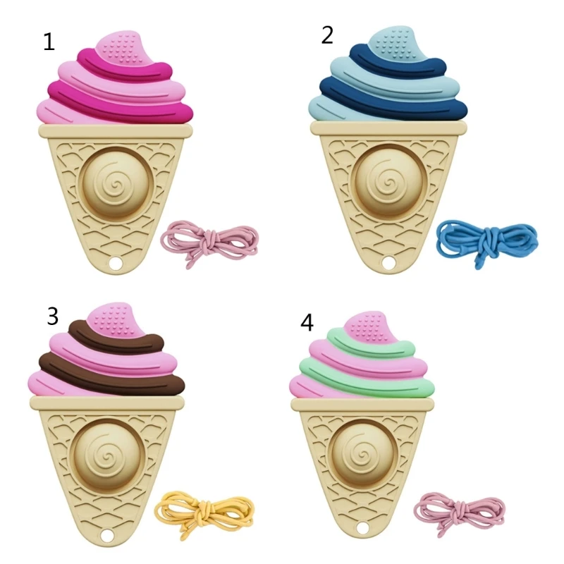 

Baby Teether Food-grade Silicone Teething Toy Lovely Ice Cream Shaped Teeth Development Tool Shower Gift for Teething H37A