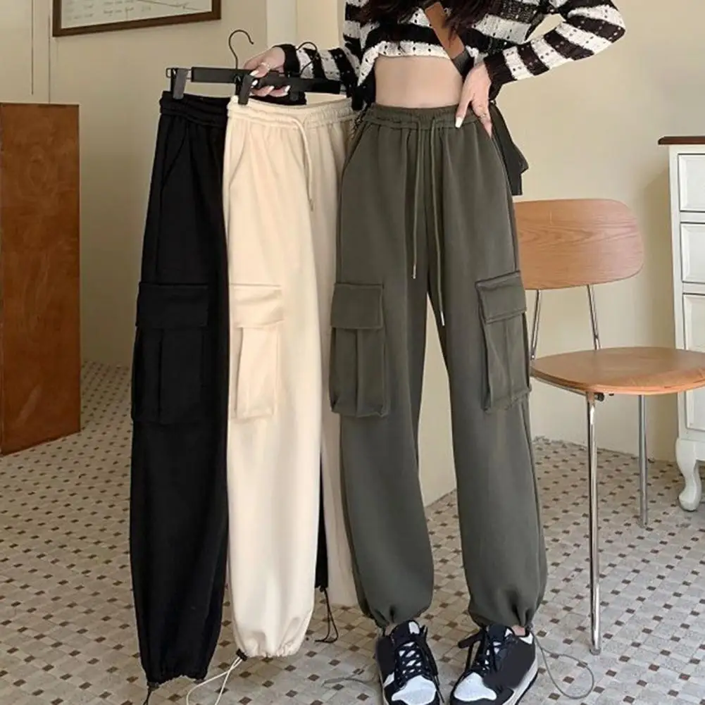 Women Fall Spring Pants Wide Leg Straight Elastic Waist Loose Drawstring High Waist Hip Hop Streetwear Multi Pockets Cargo Trous
Women Fall Spring Pants Wide Leg Straight Elastic Waist Loose Drawstring High Waist Hip Hop Streetwear Multi Pockets Cargo Trous