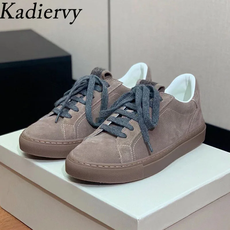 Casual Flat Sneakers Women Cow Suede Outdoors Running Shoes Woman Round Toe Lace Up Leisure Thick Sole Women's Sports Shoes
Casual Flat Sneakers Women Cow Suede Outdoors Running Shoes Woman Round Toe Lace Up Leisure Thick Sole Women's Sports Shoes