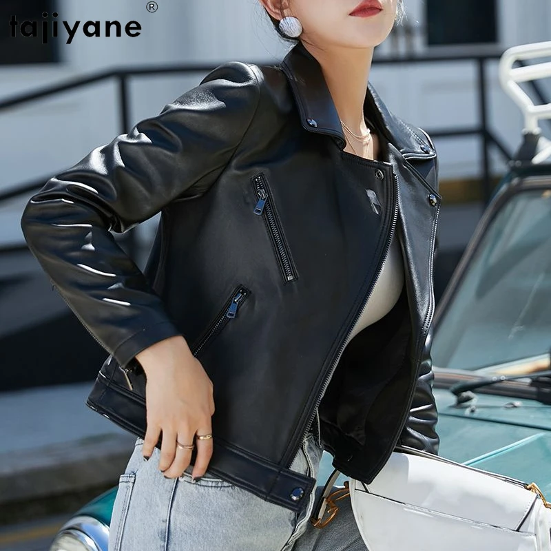 

Tajiyane 100% Real Leather Jacket Women Genuine Sheepskin Coat Fashion Short Slim Leather Jackets Motorcycle Jaqueta Feminina