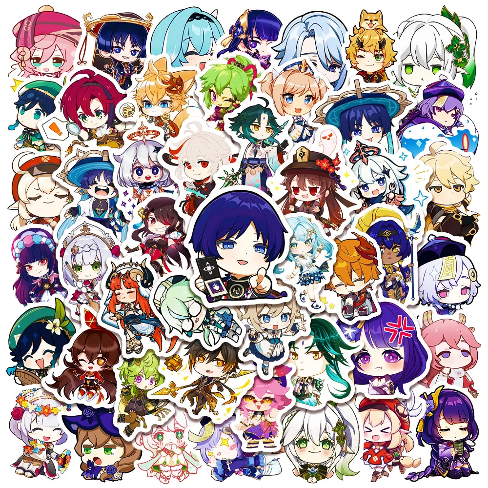 10/50pcs Cute Genshin Impact Q Version Stickers Anime Characters Decals Sticker for Laptop Skateboard Guitar Motorcycle Kids Toy
10/50pcs Cute Genshin Impact Q Version Stickers Anime Characters Decals Sticker for Laptop Skateboard Guitar Motorcycle Kids Toy