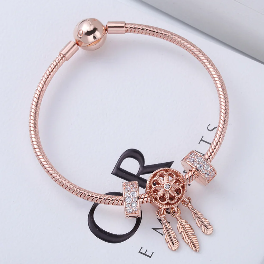 Autumn Rose Gold Dreamcatcher Charms Bracelets 925 Sterling Silver Bracelet Gift For Women Luxury Jewelry Free Shipping
Autumn Rose Gold Dreamcatcher Charms Bracelets 925 Sterling Silver Bracelet Gift For Women Luxury Jewelry Free Shipping