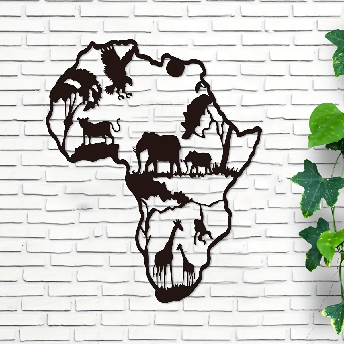 

Карта с африканскими животными, железная комнатная и уличная, поделки для украшения помещений, отлично подходит для гостиной, спальни, прихожей, 11,81*9,66 дюйма