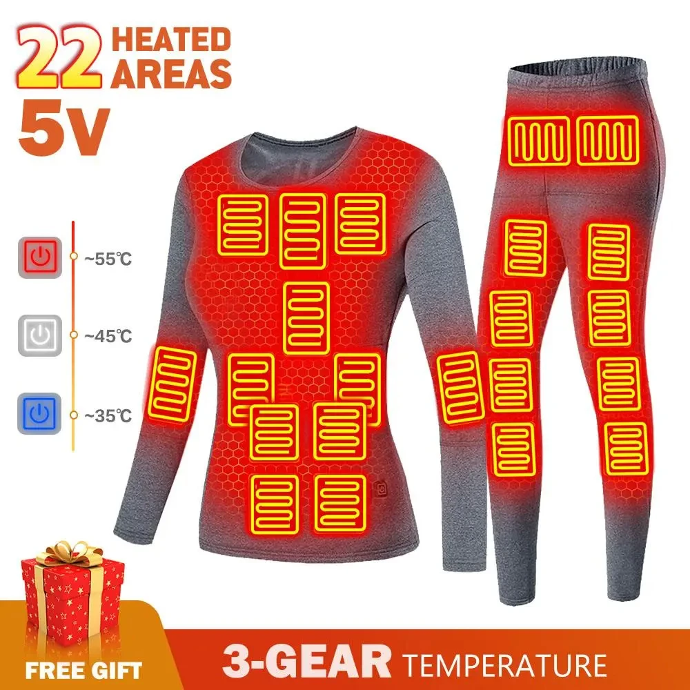 22 Areas Heated Underwear Men Women Thermal Underwear Hiking Shirts Skiing Suits Tops Pants Heating Jacket Winter Clothing
22 Areas Heated Underwear Men Women Thermal Underwear Hiking Shirts Skiing Suits Tops Pants Heating Jacket Winter Clothing