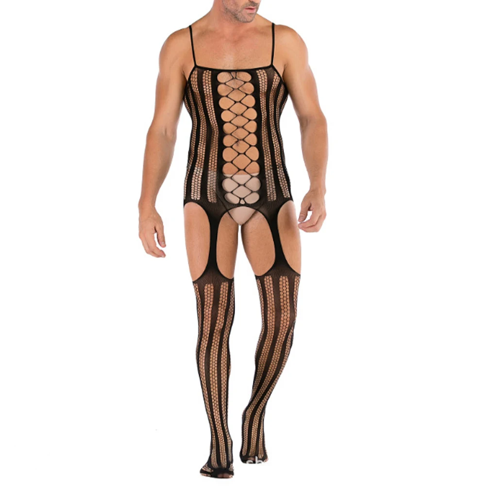Men Hollow Out Open Crotch Bodysuit Sexy Jacquard Perspective Jumpsuit Suspender Sissy Underwear High Stretch Body Stockings
Men Hollow Out Open Crotch Bodysuit Sexy Jacquard Perspective Jumpsuit Suspender Sissy Underwear High Stretch Body Stockings