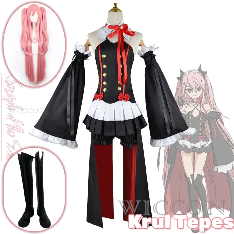 Костюм для косплея Krul Tepes из аниме серафа конца, парик, обувь, униформа для косплея, королева вампира, Женский костюм на Хэллоуин
Костюм для косплея Krul Tepes из аниме серафа конца, парик, обувь, униформа для косплея, королева вампира, Женский костюм на Хэллоуин