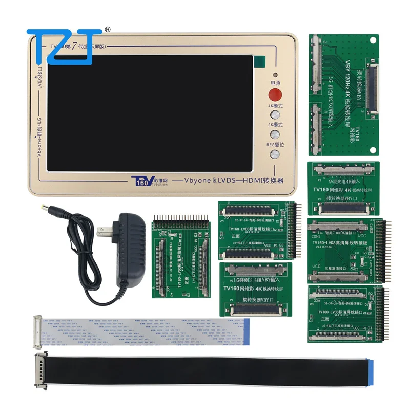 

TZT TV160 7th Generation Mainboard Tester Tool LCD Display Vbyone LVDS to HDMI Converter+7 Adapter Board