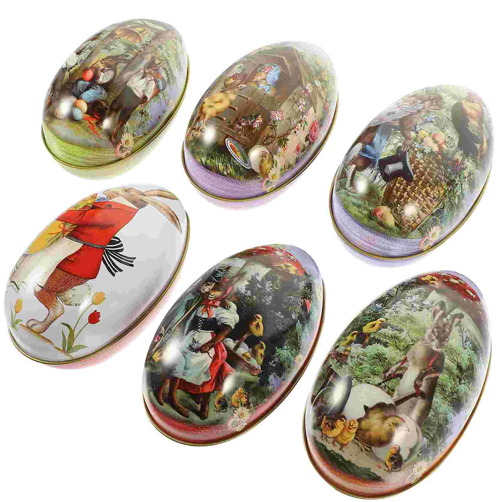 

6pcs Easter Themed Tinplate Candy Container Tinplate Cookie Box Tinplate Packing Box