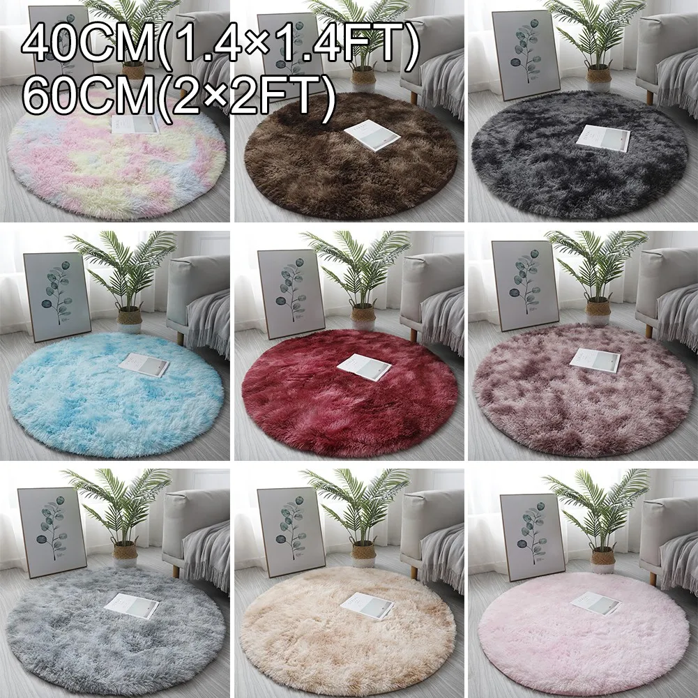 

Round Plush Rug Non Slip Carpet Decoration Living Room Bedroom Soft Carpet Floor Ant Skid Mat Children Play Space 40 To60cm