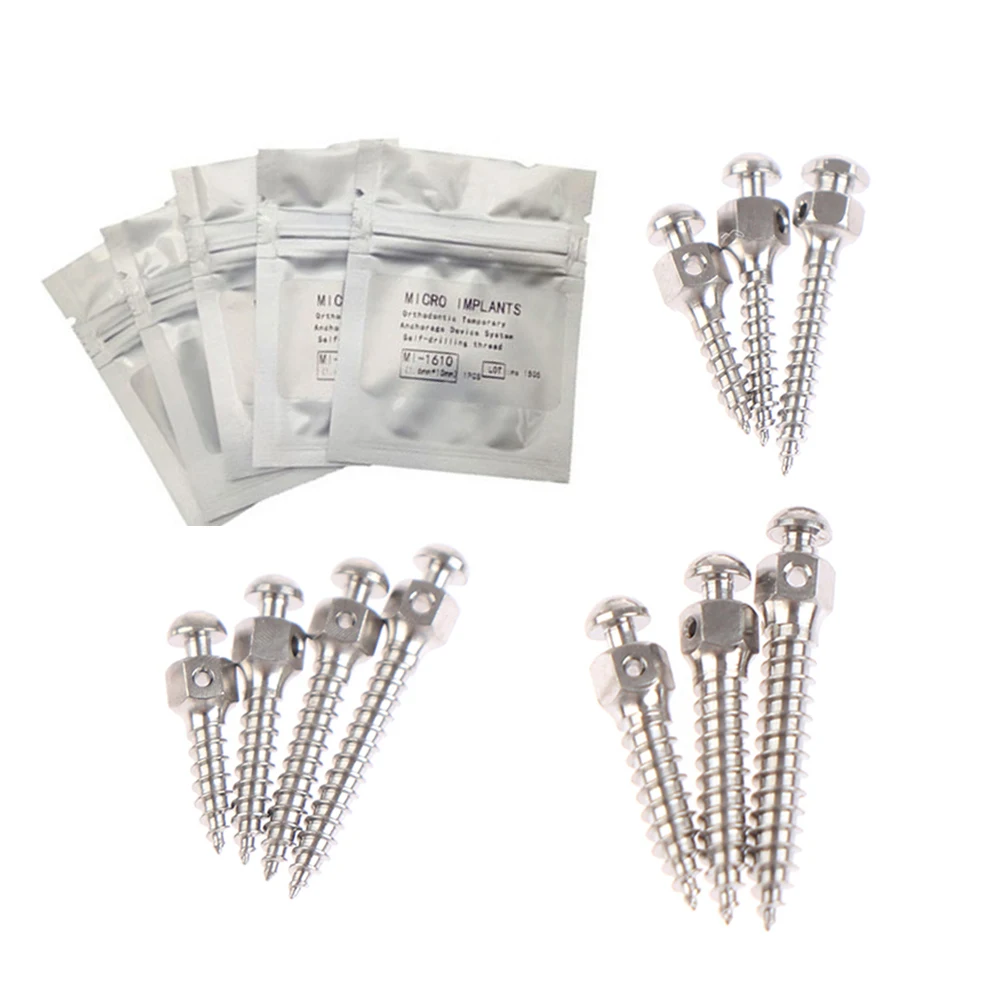 

10 Sizes Dental Lab Micro Implants Orthodontic Anchor Pin Mini Screw Self Drilling Thread Root Canal Plated Titanium Alloy Core