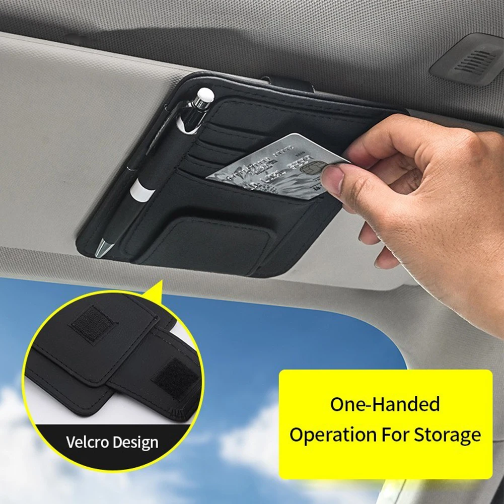 Car Sun Visor Organizer Multi-Pocket Leather Sunglasses Holder Storage Car Accessories Card Holder Card IC Glasses Clip
Car Sun Visor Organizer Multi-Pocket Leather Sunglasses Holder Storage Car Accessories Card Holder Card IC Glasses Clip