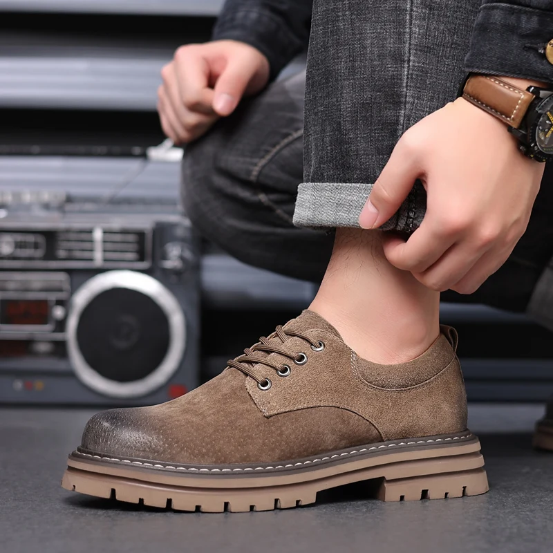 

New Men Shoes England Trend Casual Shoes Male Suede Oxford Wedding Leather Party Shoes Men’s Thick Soled Business Dating Loafers