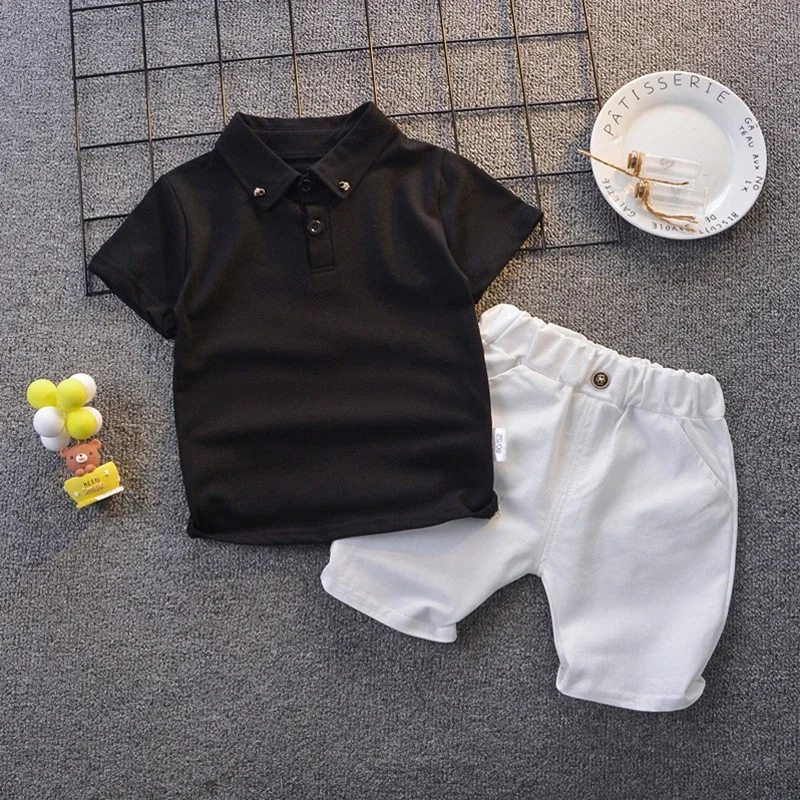 Kids Baby Boys Clothes Summer Set Solid Black Top + White Shorts 2PCS Children Holiday Costume Boys Short Outfit
Kids Baby Boys Clothes Summer Set Solid Black Top + White Shorts 2PCS Children Holiday Costume Boys Short Outfit
