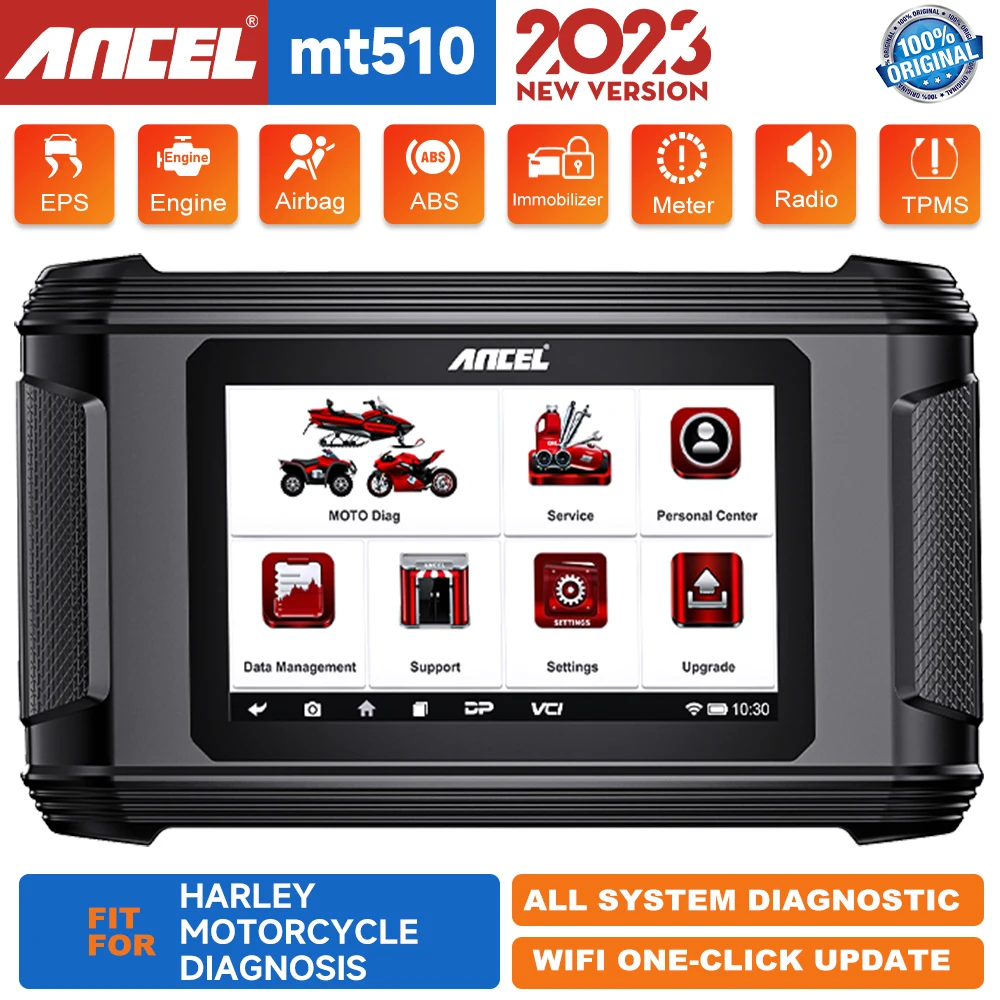 Ancel MT510 OBD2 Motorcycle Diagnostic Tools All System Code Reader ABS Bleed TPS Oil Reset Moto Scanner for BMW/Harley/Ducati
Ancel MT510 OBD2 Motorcycle Diagnostic Tools All System Code Reader ABS Bleed TPS Oil Reset Moto Scanner for BMW/Harley/Ducati
