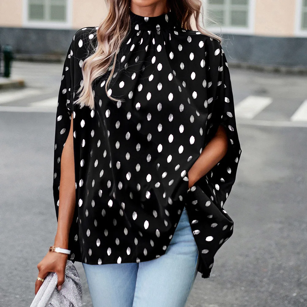 KK Women Hot Stamping Blouse Loose Fit 1/2 Sleeve Stand Collar Pullover Tops Casual Office Lady Streetwear Temperament Clothing
KK Women Hot Stamping Blouse Loose Fit 1/2 Sleeve Stand Collar Pullover Tops Casual Office Lady Streetwear Temperament Clothing