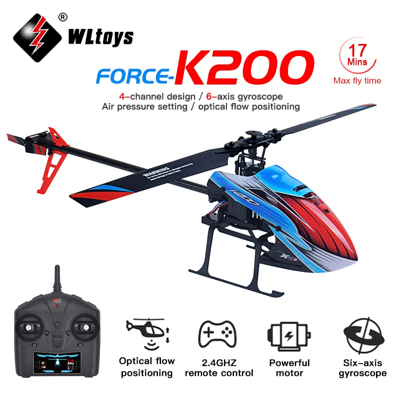 WLtoys XK K200 RC Helicopter 2.4G 6-Aixs Gyroscope 4CH Altitude Hold Optical Flow Remote Control Helicopter Toys for Children
WLtoys XK K200 RC Helicopter 2.4G 6-Aixs Gyroscope 4CH Altitude Hold Optical Flow Remote Control Helicopter Toys for Children