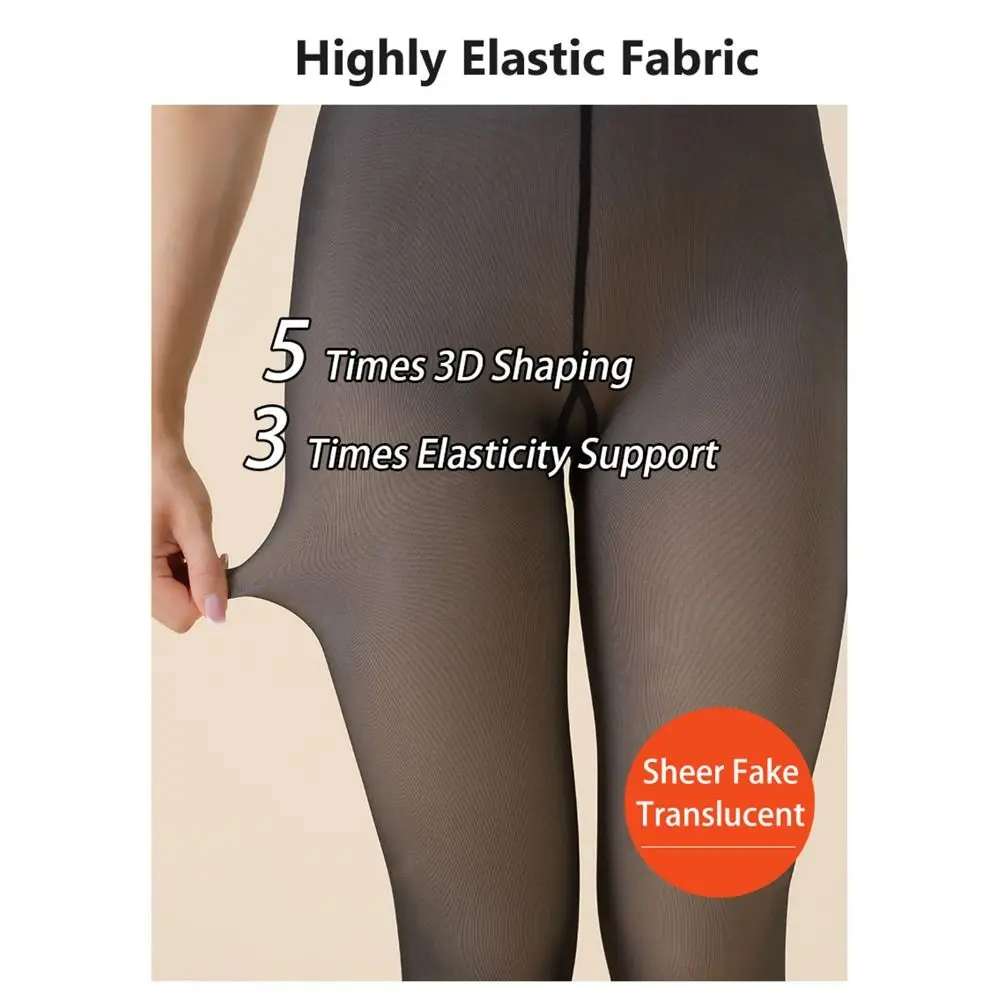 

Fleece Lined Tights Women Sheer Fake Translucent Winter Thermal Pantyhose Opaque Warm Thick High Waist Leggings (XS-2XL)