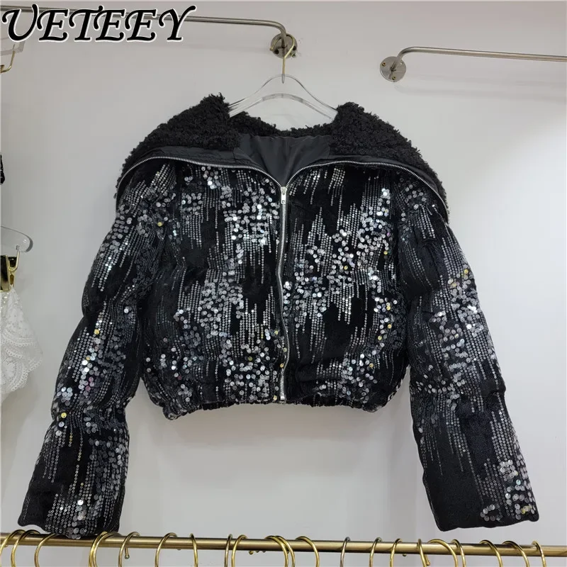 2023 Winter New Design Fleece Sailor Collar Zipper Parkas Coat Full Sequined Velvet Short Cotton-Padded Jacket for Women
2023 Winter New Design Fleece Sailor Collar Zipper Parkas Coat Full Sequined Velvet Short Cotton-Padded Jacket for Women