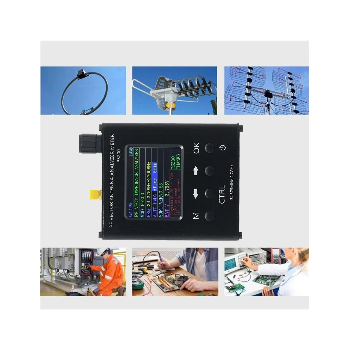 N1201SA+(PS200) 34.375MHz-2.7GHz Vector Network Analyzer 2.4 Inch TFT UV RF Standing Wave Tester SMA-K RF Analyzer
N1201SA+(PS200) 34.375MHz-2.7GHz Vector Network Analyzer 2.4 Inch TFT UV RF Standing Wave Tester SMA-K RF Analyzer