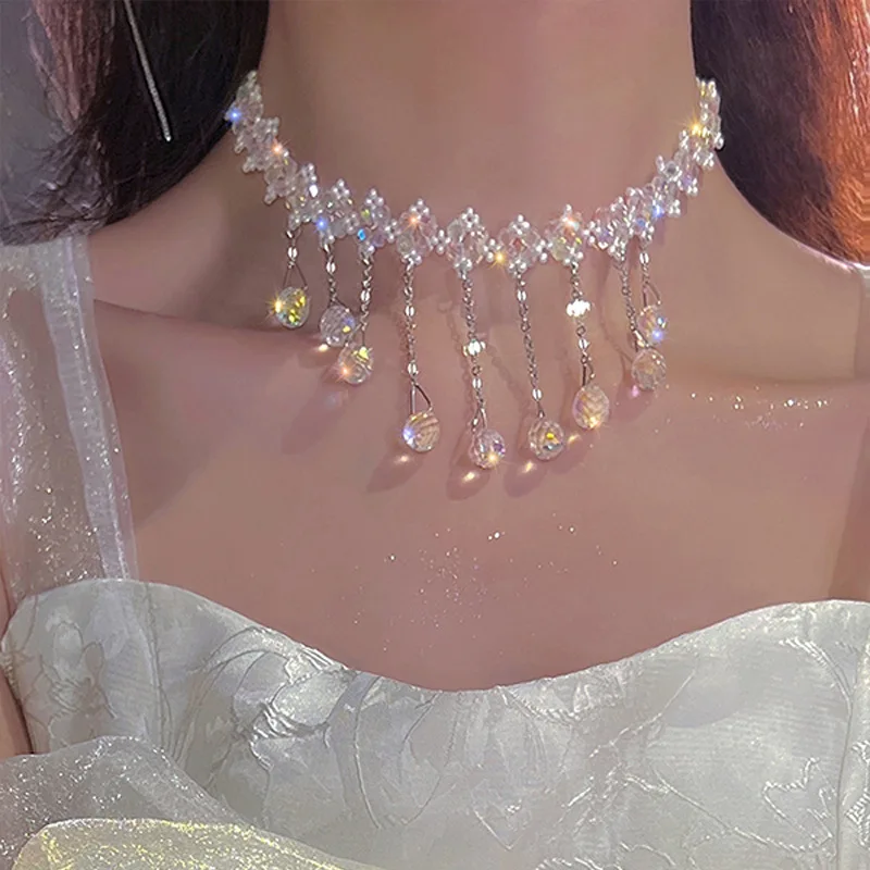 Super Flash Fairy Pearl Crystal Tassel Necklace Female Senior Sense Temperament Clavicle Chain Choker
Super Flash Fairy Pearl Crystal Tassel Necklace Female Senior Sense Temperament Clavicle Chain Choker