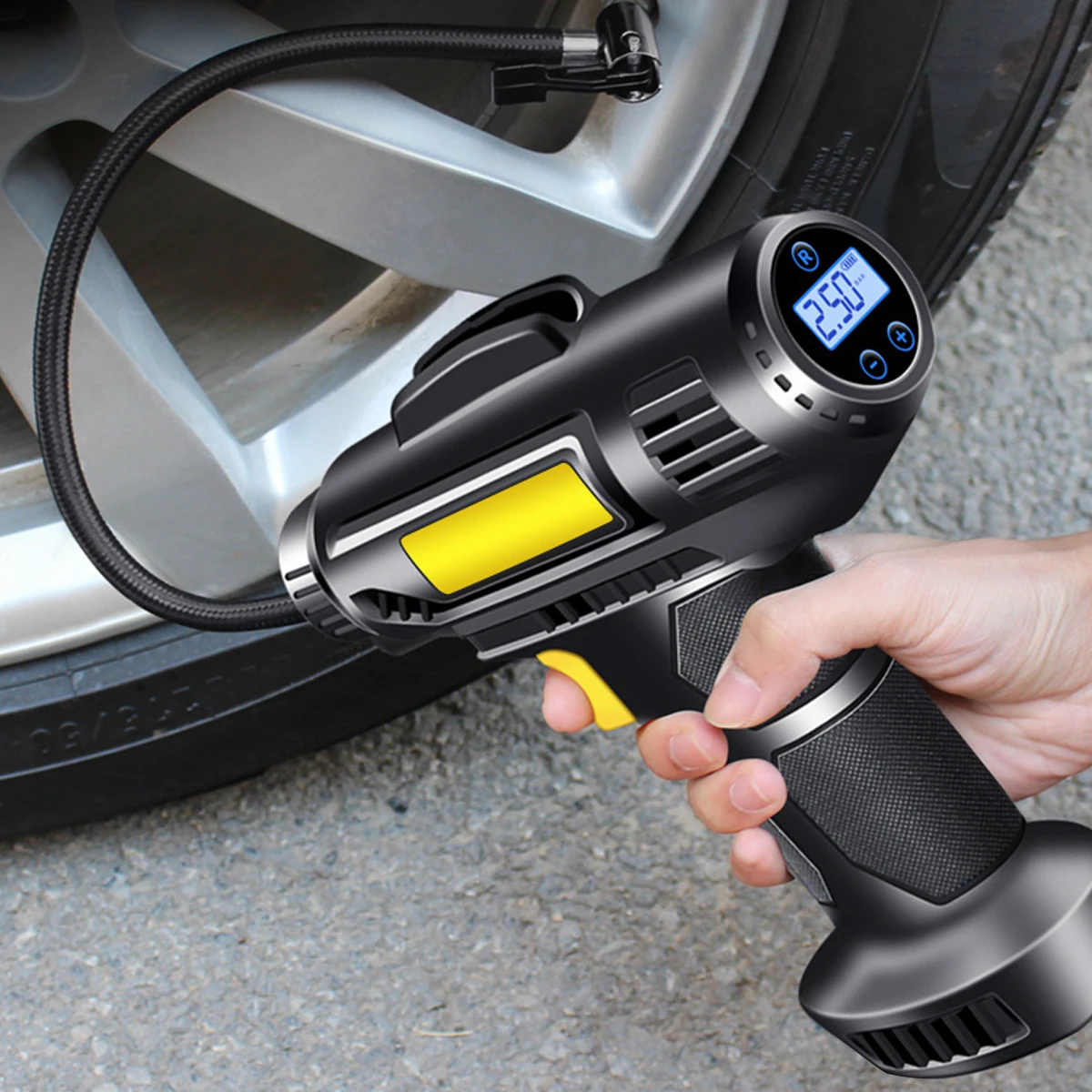 150PSI Cordless Air Compressor Electric Car Tire Inflator with LED Light USB Rechargeable Handheld Digital Car Tire Air Pump
150PSI Cordless Air Compressor Electric Car Tire Inflator with LED Light USB Rechargeable Handheld Digital Car Tire Air Pump