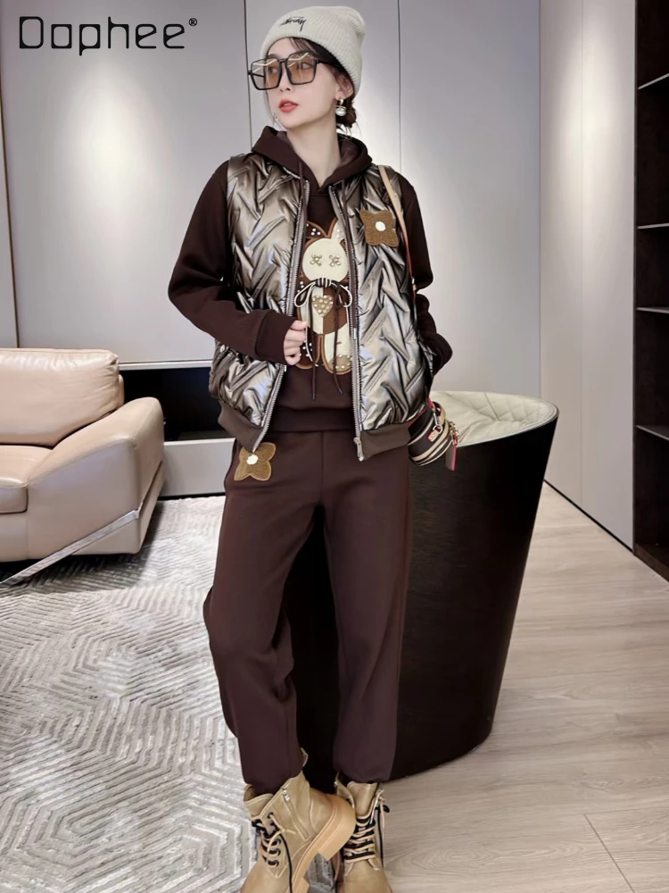 Cartoon Hooded Pullover Long Sleeve Sweatshirt Sport Pants Suit 2023 Autumn Winter Fleece-Lined Down Cotton Vest Three-Piece Set
Cartoon Hooded Pullover Long Sleeve Sweatshirt Sport Pants Suit 2023 Autumn Winter Fleece-Lined Down Cotton Vest Three-Piece Set