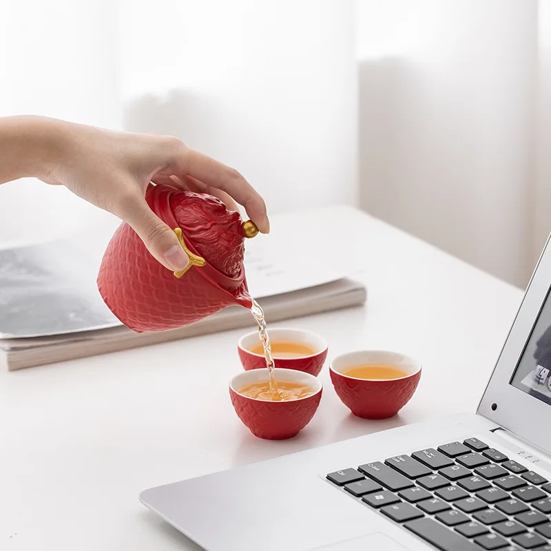 The Year of the Loong Red Travel Tea Set Ceramic Express Cup Portable One Pot Three Cups Corporate Business Gift Logo
The Year of the Loong Red Travel Tea Set Ceramic Express Cup Portable One Pot Three Cups Corporate Business Gift Logo